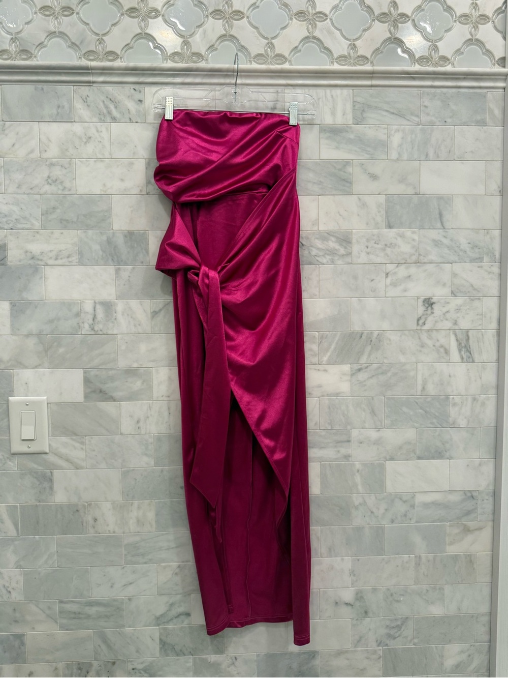 Satin front-wrap maxi dress